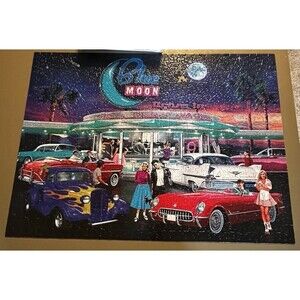 Bits & Pieces 500 pc puzzle - Blue Moon Drive In Used Missing 2 Pieces